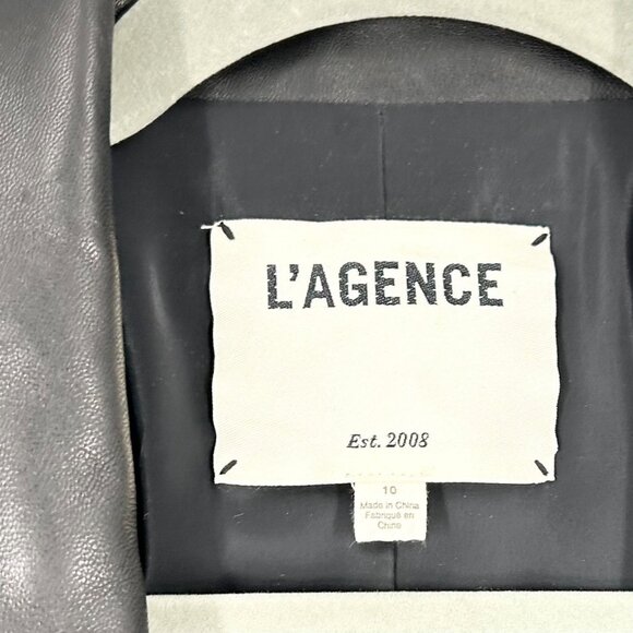 NWOT L'Agence Kenzie Black Lamb Leather Double Breasted Blazer Jacket - Picture 6 of 7